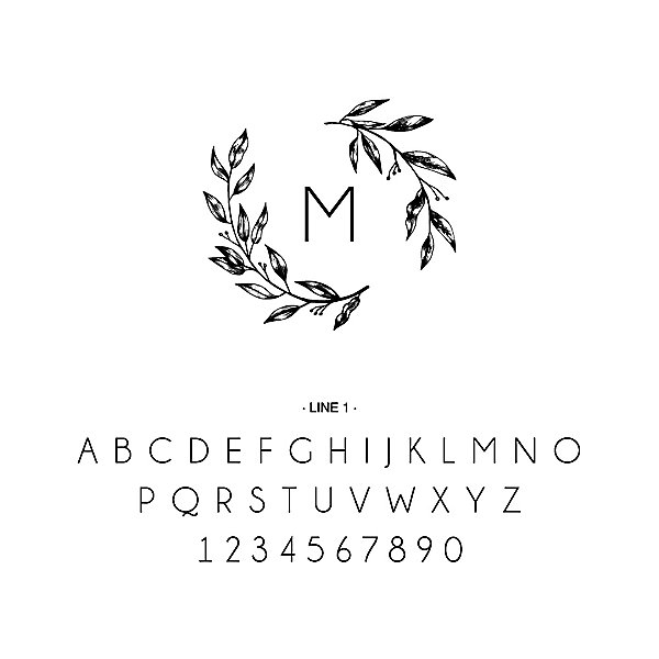 Custom Wedding Stamp - Initials with Leaf stem – Print Smitten Paper Co
