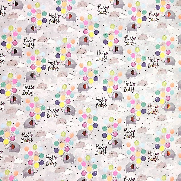 Infant Baby Neutral Gray Elephant Shower Gift Wrapping Paper
