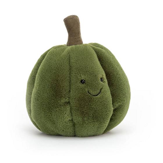 Delightfully podgy in funky green fur, this squash has a dorky stitchy smile and a quirky suedey stalk.