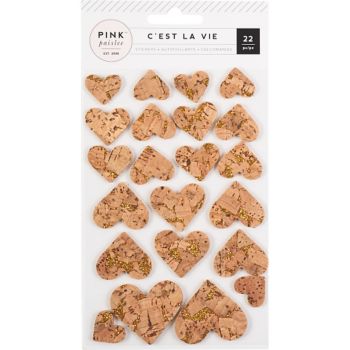 Gold Cork Heart Stickers