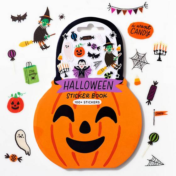 Sticker book containing over 100 stickers with classic Halloween imagery including ghosts, witches vampires and more.