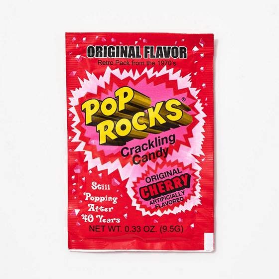 Pop Rocks crackling candy in cherry flavor.