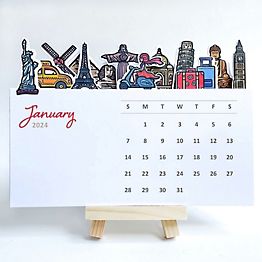 Printable Calendar 2024, Floral Desk Calendar, Box Calendar, 3D Papercraft,  Downloadable Calendar Gift, Cubicle Accessory, DIY Office Decor 