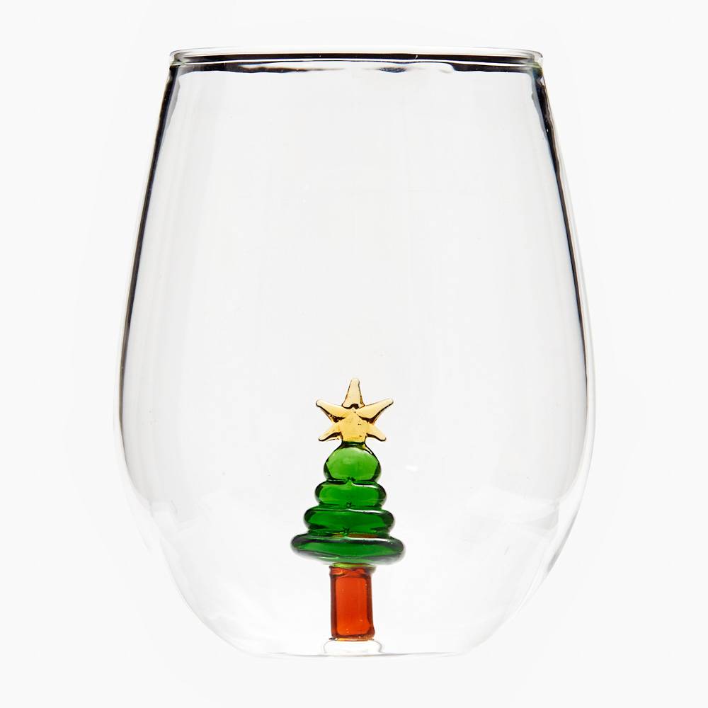Stemless Christmas Tree Wine Glass