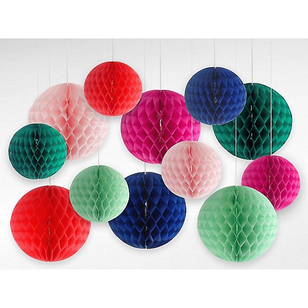 12 PC Multicolor 10 8 Tissue Honeycomb Balls Diamond Party Decor LOT OF  2!