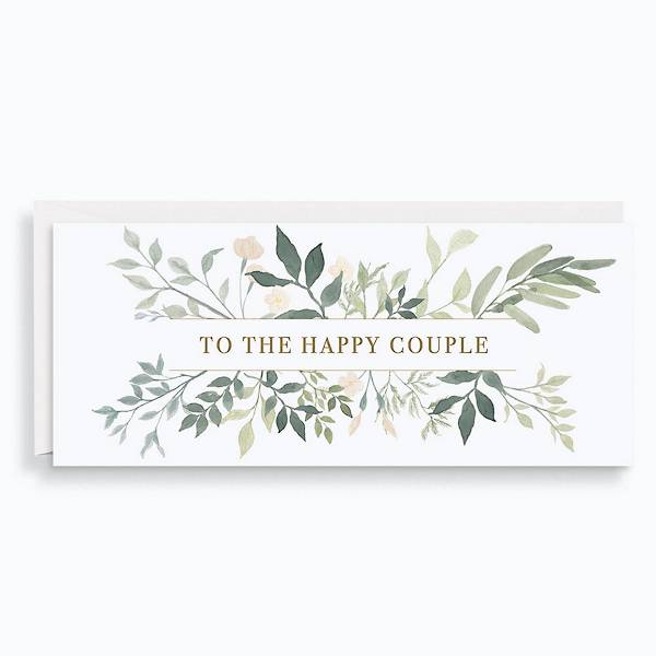 Watercolor Wedding Card that reads, To the happy couple.