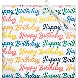 Paper Source Happy Birthday Blue Glitter Roll Wrap