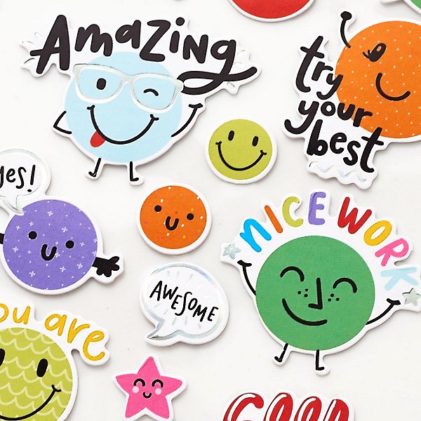 Creanoso Motivating Word Happy Face Stickers (10-Sheet) Ã¢â‚¬â€œ Encou