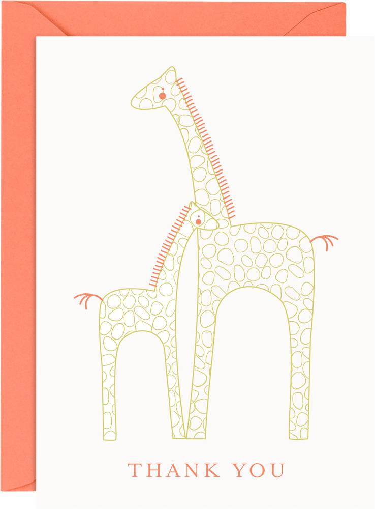 4x Handmade Card notelet blank animal giraffe Thank You Child Birthday baby 