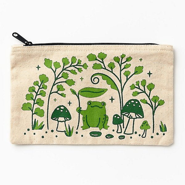 Cute Frog Square Pencil Case Green Animal Print Vintage Leather