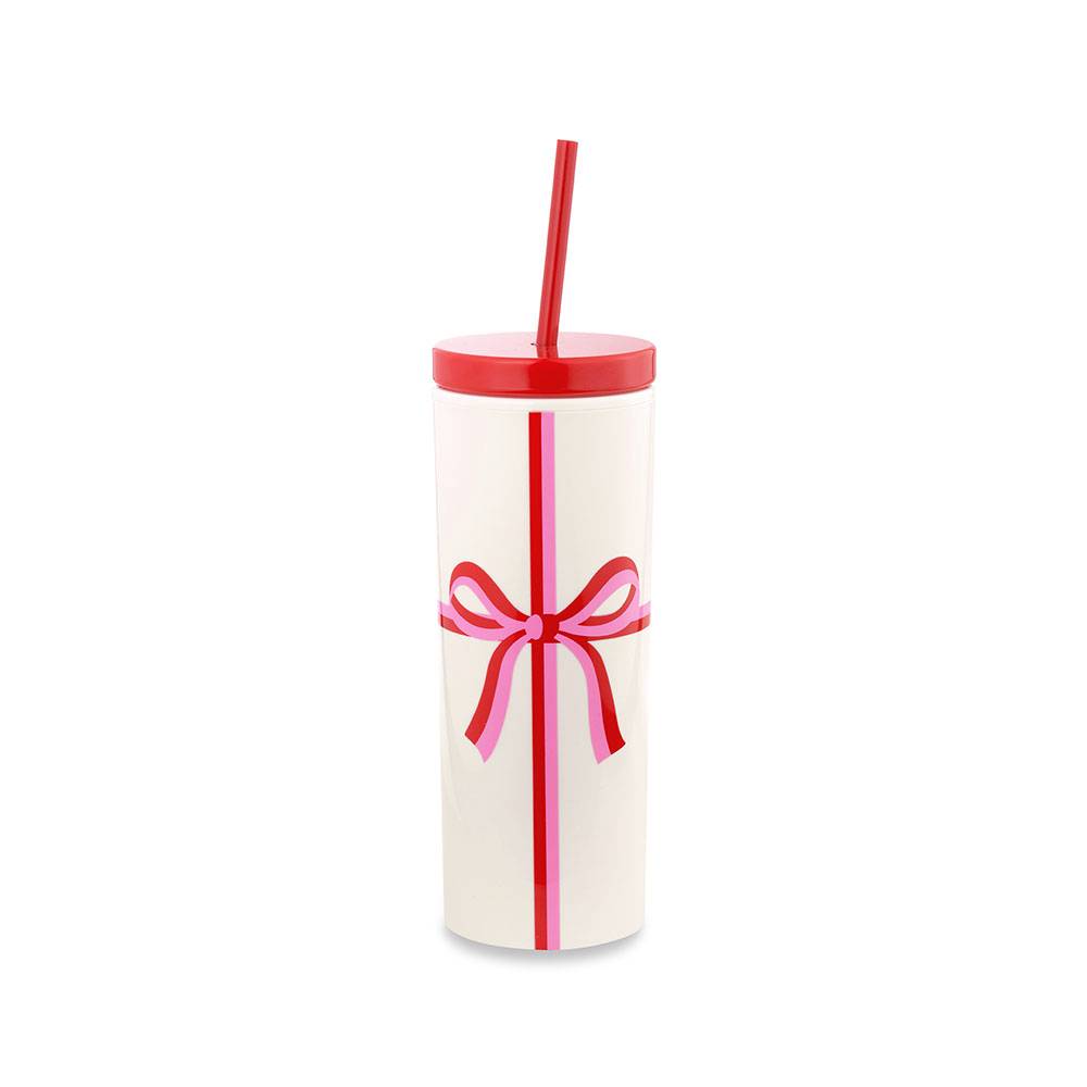 Kate Spade Holiday Bow Tumbler With Straw