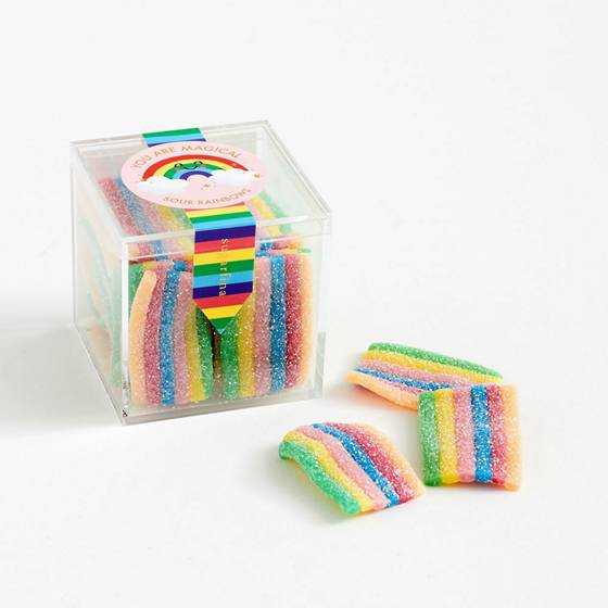 Sour rainbow colored candies by Sugarfina.
