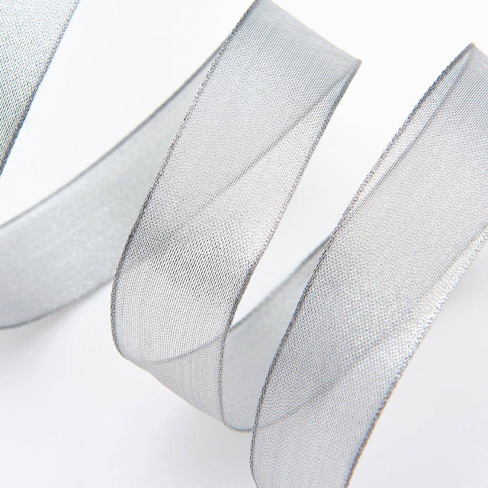 Silver Wired Organdy Ribbon