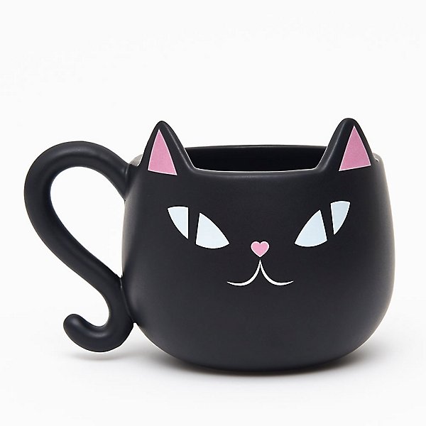 Glass Cat Mug | Sakura Cat Mug Black Cat Sleeping