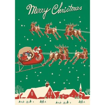 Santa &amp; Sleigh Flat Wrap