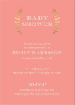 gold foil baby shower invitations