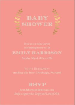 gold foil baby shower invitations