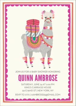 llama themed baby shower invitations