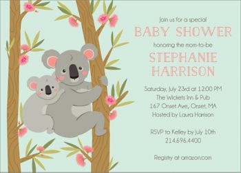 koala bear baby shower invitations