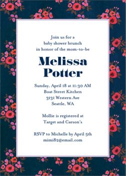 Navy Ditsy Floral Baby Shower Invitation Paper Source