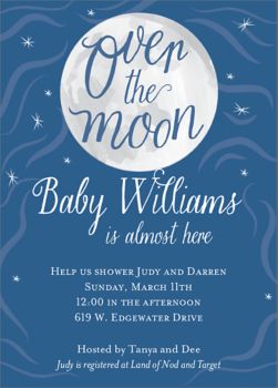 over the moon baby shower invitations