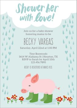 Showered with love 2025 baby shower invitations
