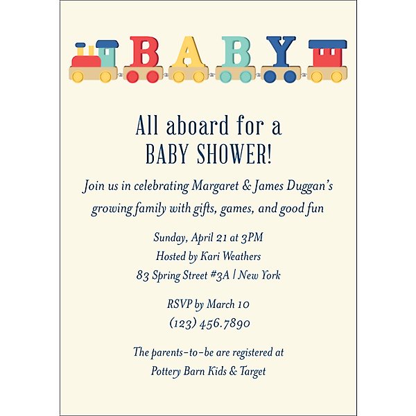 Toy Train Baby Shower Invitation