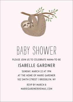 sloth baby shower invites