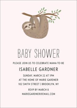 sloth baby shower invitations