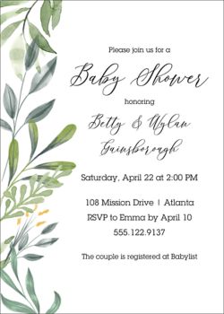 greenery baby shower invites