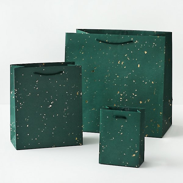 Gold Fleck On Green Gift Bags