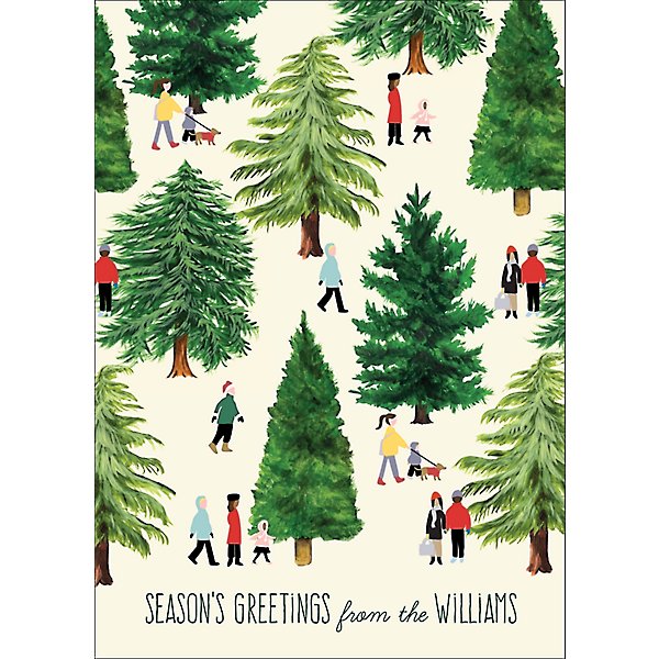 American Greetings Holiday Woodland Tree/Script/Fair Isle Gridline