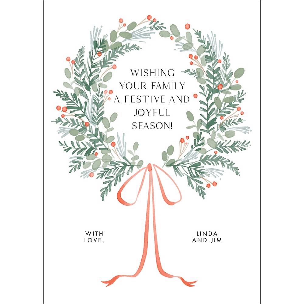Holly Wreath Holiday Card