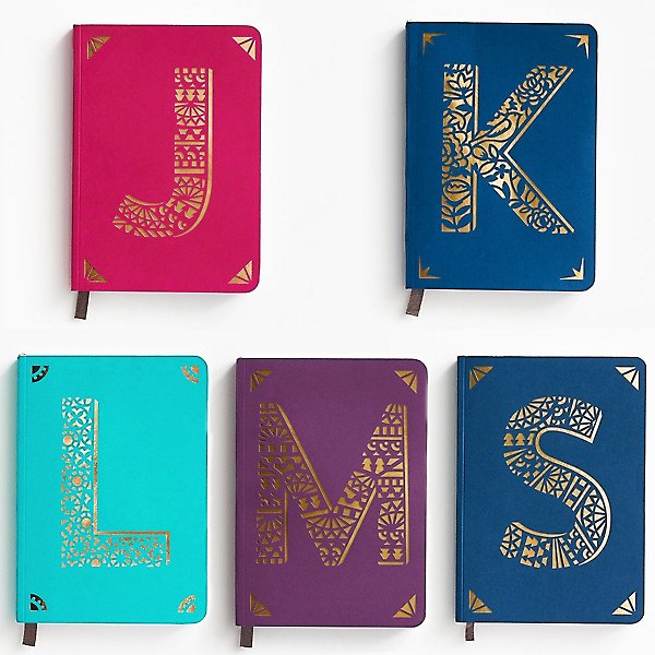 Portico Available A-Z or & 124 Lined Pages Monogrammed A6 Foil Notebooks 