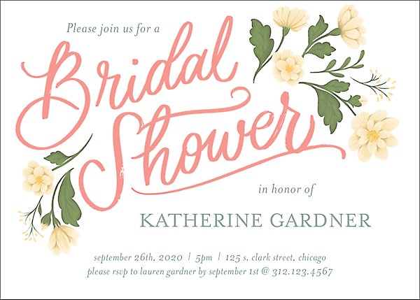 We Print Cut Floral Bridal Shower Invitations. Bridal Shower Invitations with Envelopes Glue and Ship to You