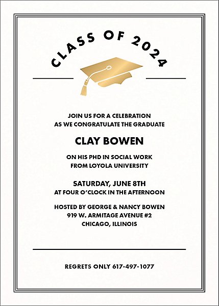 Gold Foil Grad Cap Graduation Party Invitation
