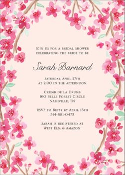 cherry blossom baby shower invitations