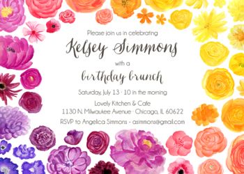 Rainbow Floral Birthday Party Invitation | Paper Source