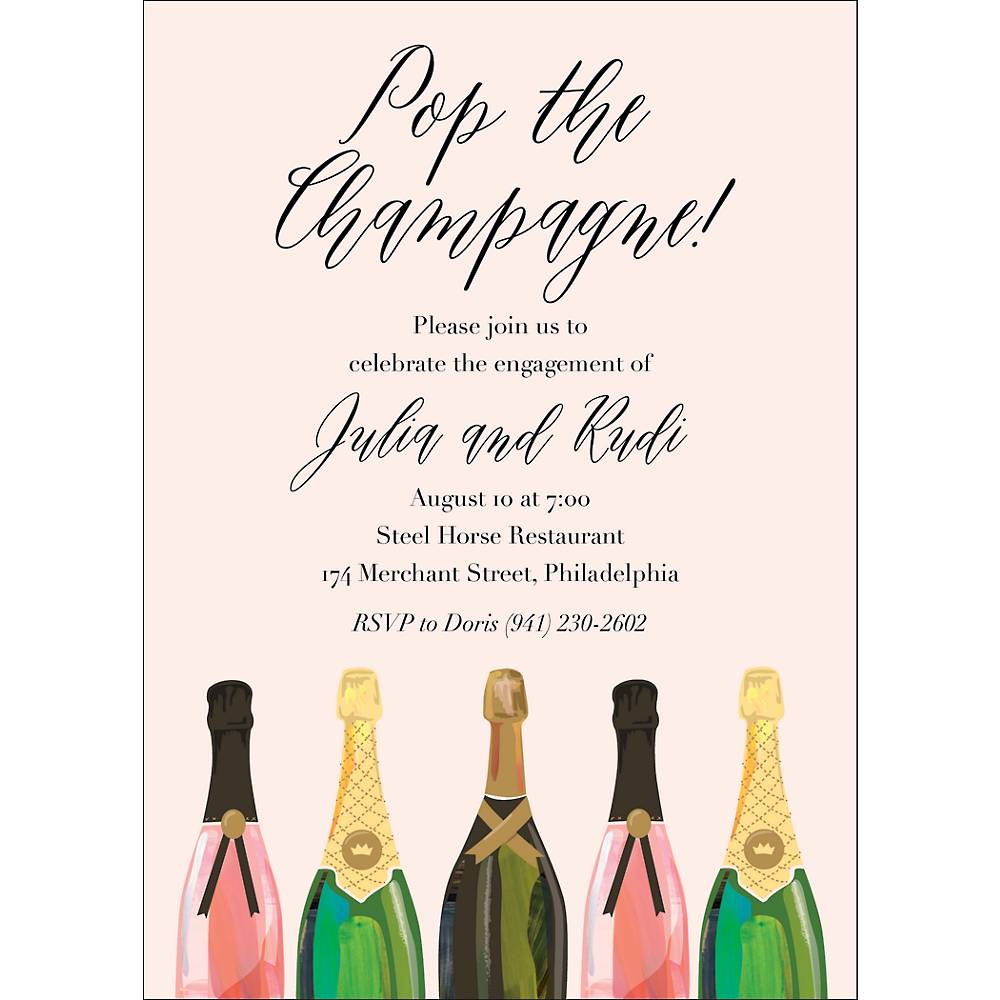 zweep Gymnast condoom Pop the Champagne Engagement Party Invitation | Paper Source