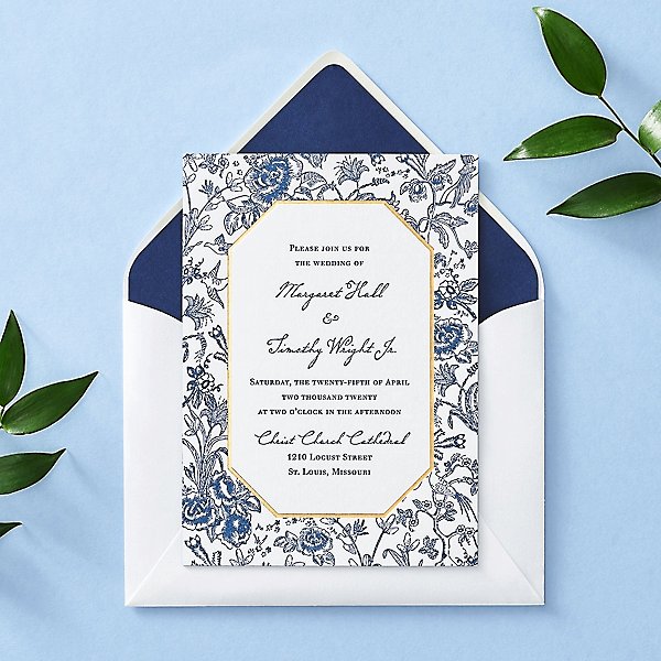 French Toile De Jouy Lined Envelopes, Fine Art Wedding Invitation