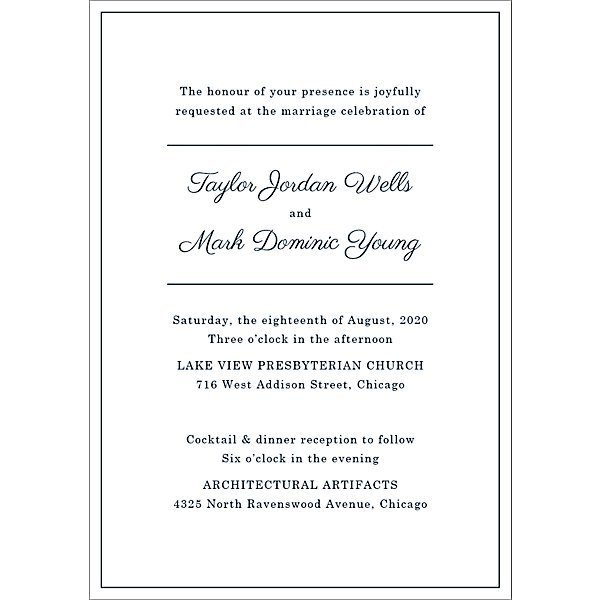 Delicate Border Wedding Invitation