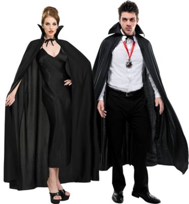 Adults Full Length Black Cape Vampire Collar Halloween Costume ...