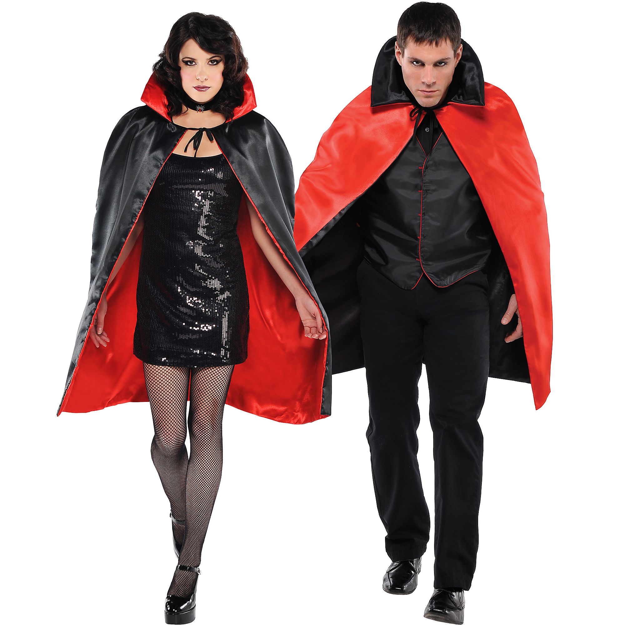 Black & Red Reversible Vampire Cape Halloween Costume for Adults, One ...