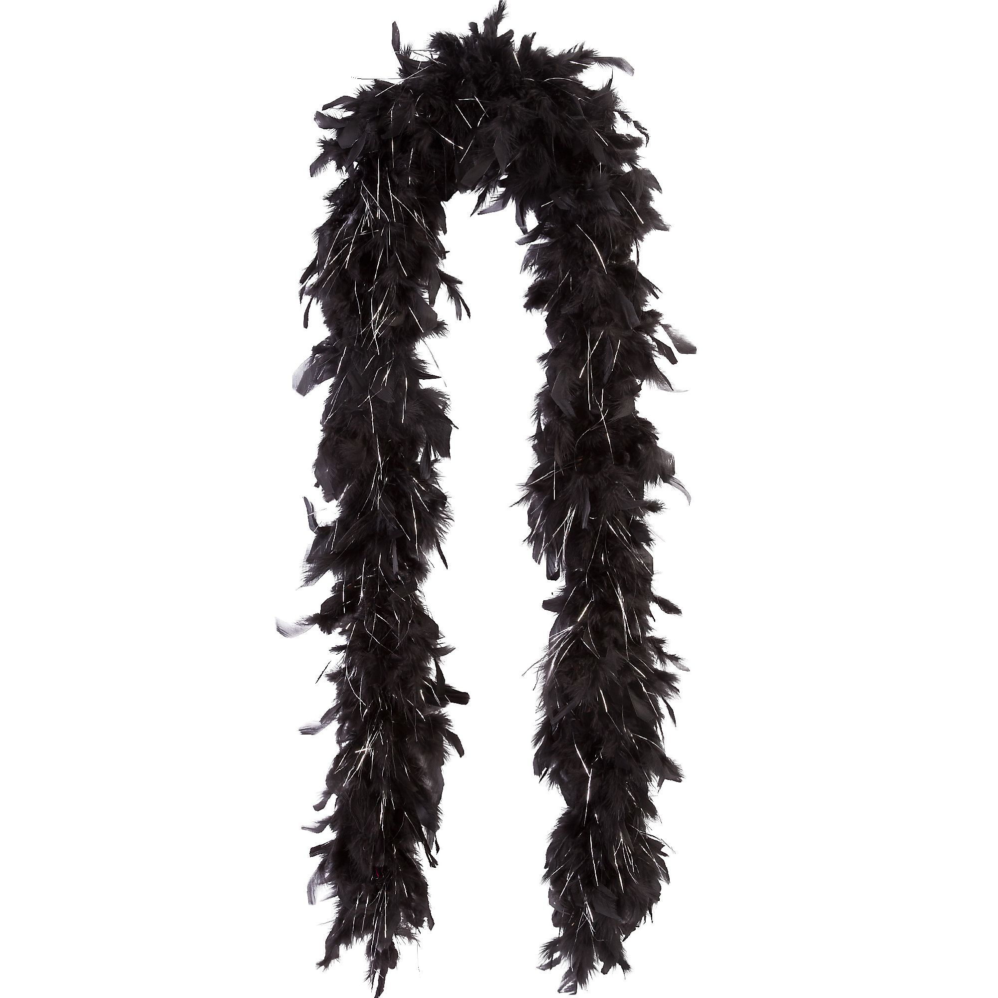 Black Silver Tinsel Feather Boa Adult 72 Inches Long Silver Tinsel ...