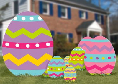 Easter Egg Yard Signs, 5 Count, With Metal Stakes for Your Lawn