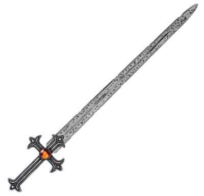 Crusader Sword Adult 33 Inches Cross Handle Amber Jewel Knight Blade