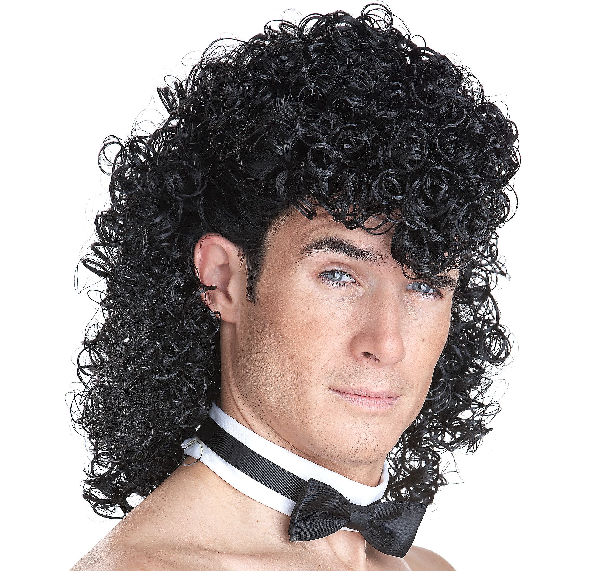 Mens Girls Night Out Curly Black Wig Set Includes Wig Cap Wig Collar Funny 80s 19519087358 Ebay