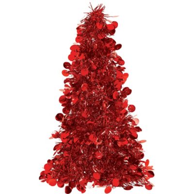 3D Red Tinsel Christmas Tree, Holiday Party Decorations, 10" Tall | eBay