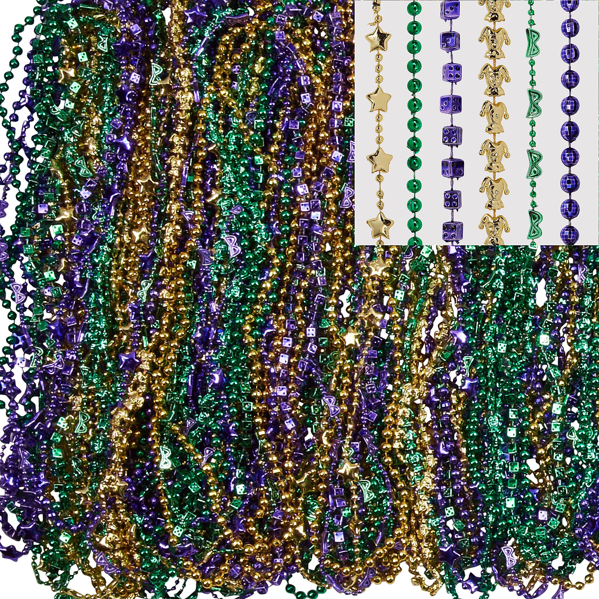 Mardi Gras Bead Necklaces Carnival Party Supplies 3 Colors 30