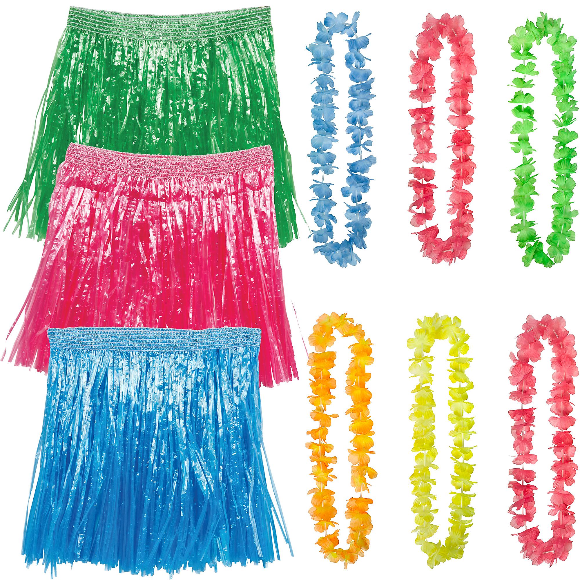 Floral Luau Hula Skirt Adult Costume Accessory Kit for 6 Guests ...